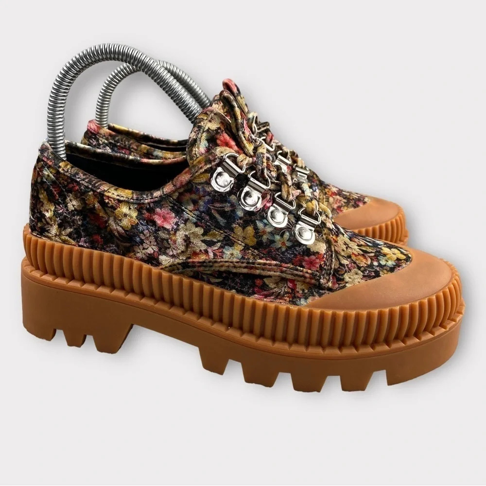 New Anthropologie x Jeffrey Campbell B2School Platform Sneakers Womens 7.5 Laces